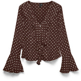 Vero Moda VERO MODA Damen Top VMWILLOW Top Chocolate Martini Snow white dot
