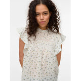 Vero Moda VERO MODA Damen Bluse VMTRINE Top Snow White Maguerite Blue Jasper